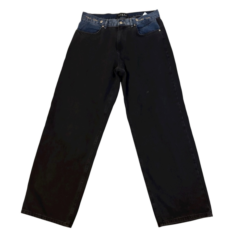 Pirāl Straight Leg Jeans in Black and Blue Two Toned Size 36”